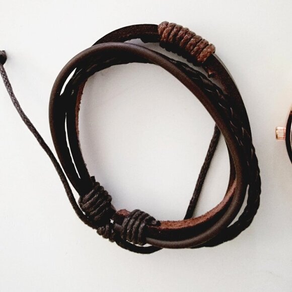 Unisex Adjustable Hemp Cord Braided Rope Wristbands Bracelets Watch Set - Picture 6 of 12